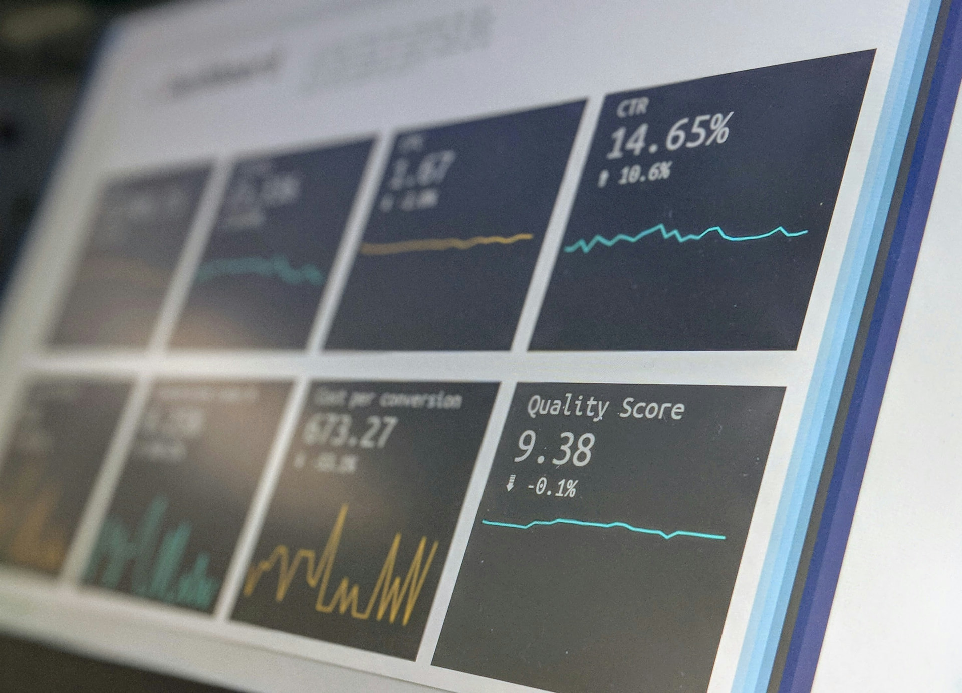 Management dashboard with performance reporting on screen